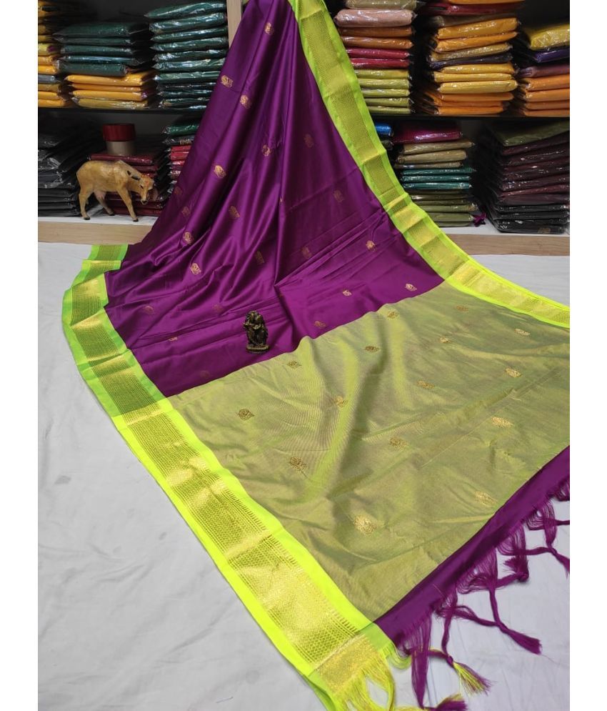     			FAB SILK Cotton Silk Woven Saree With Blouse Piece ( Purple , Pack of 1 )