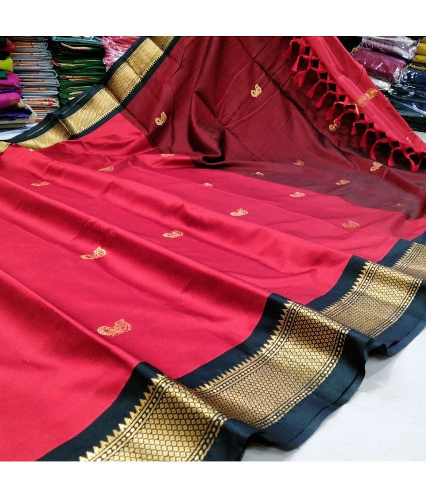     			FAB SILK Cotton Silk Woven Saree With Blouse Piece ( Red , Pack of 1 )