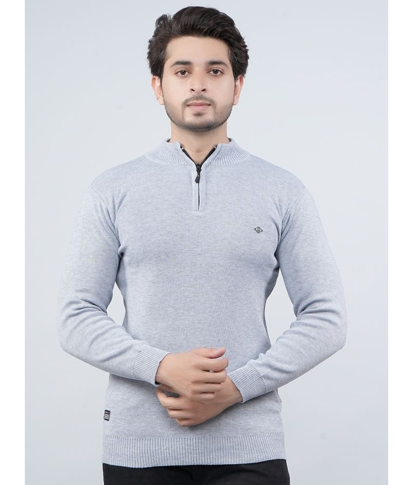     			FEVERFEW Cotton Blend V-Neck Men's Full Sleeves Pullover Sweater - Light Grey ( Pack of 1 )