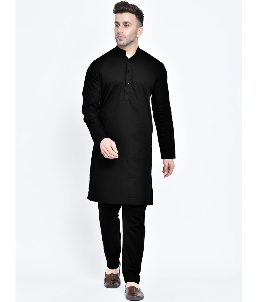     			Hangup Black Silk Regular Fit Men's Kurta Pyjama Set ( Pack of 1 )