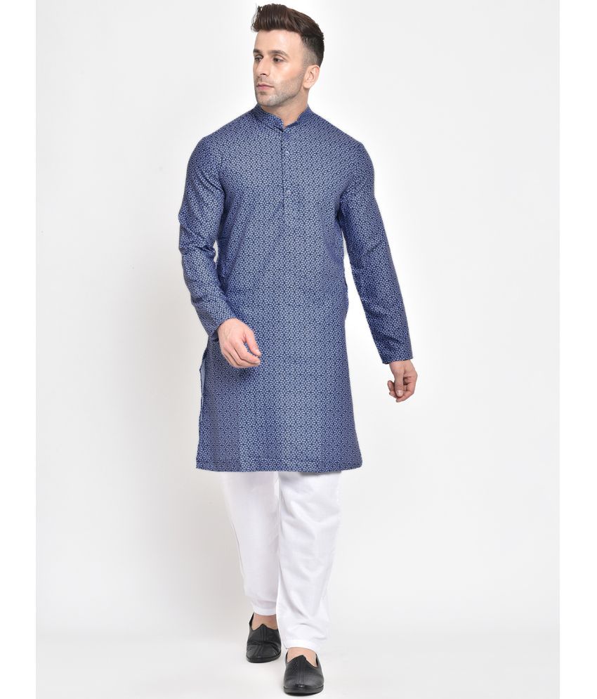     			Hangup Blue Rayon Regular Fit Men's Kurta Pyjama Set ( Pack of 1 )