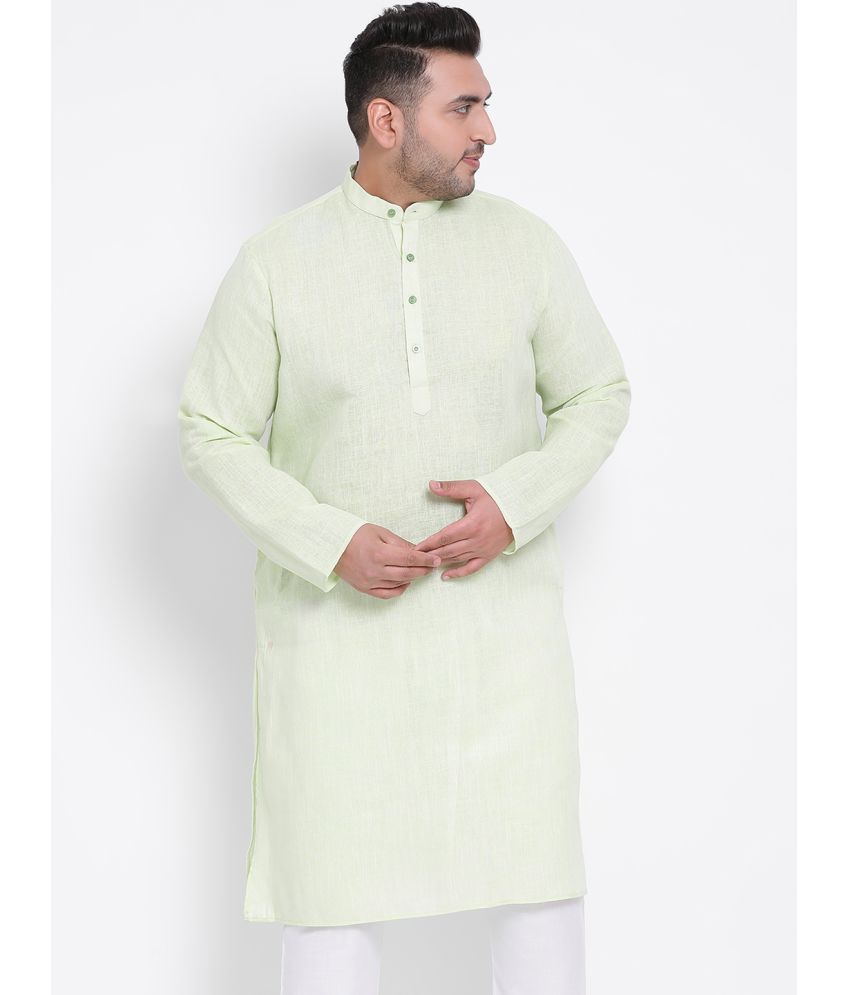     			Hangup Green Linen Men's Regular Kurta ( Pack of 1 )