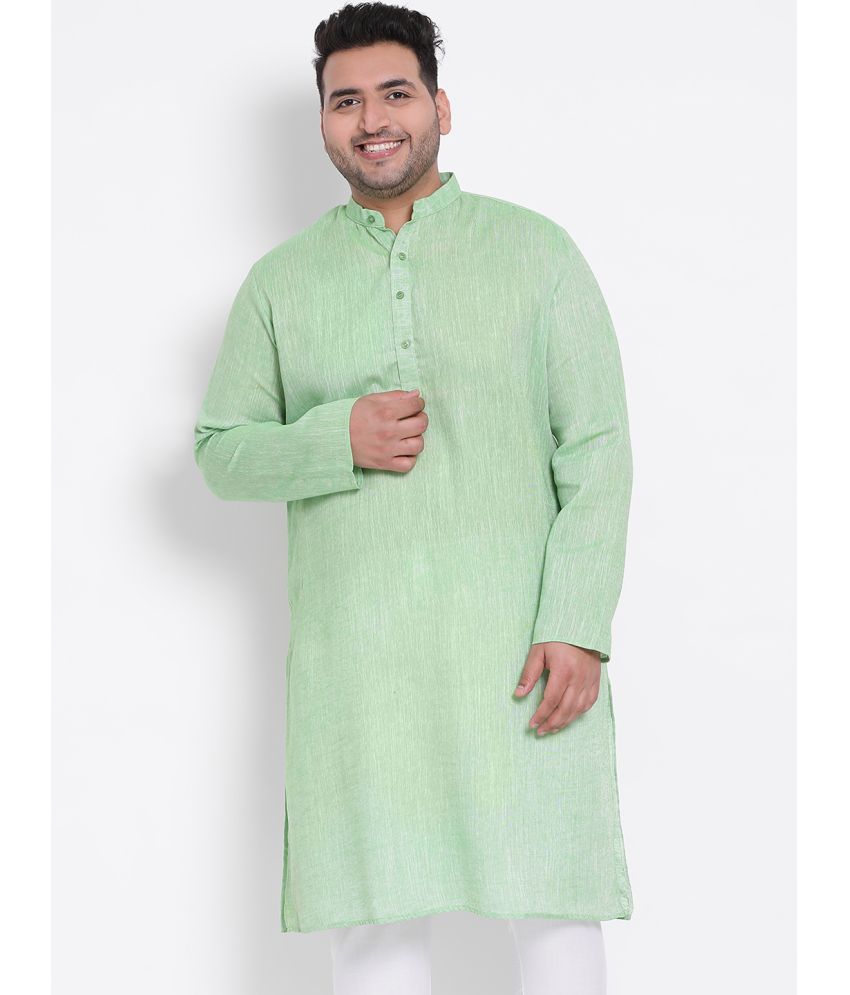     			Hangup Green Linen Men's Regular Kurta ( Pack of 1 )