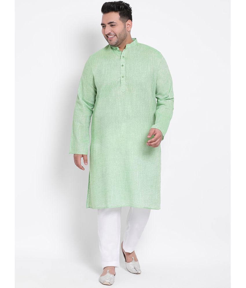     			Hangup Green Linen Regular Fit Men's Kurta Pyjama Set ( Pack of 1 )