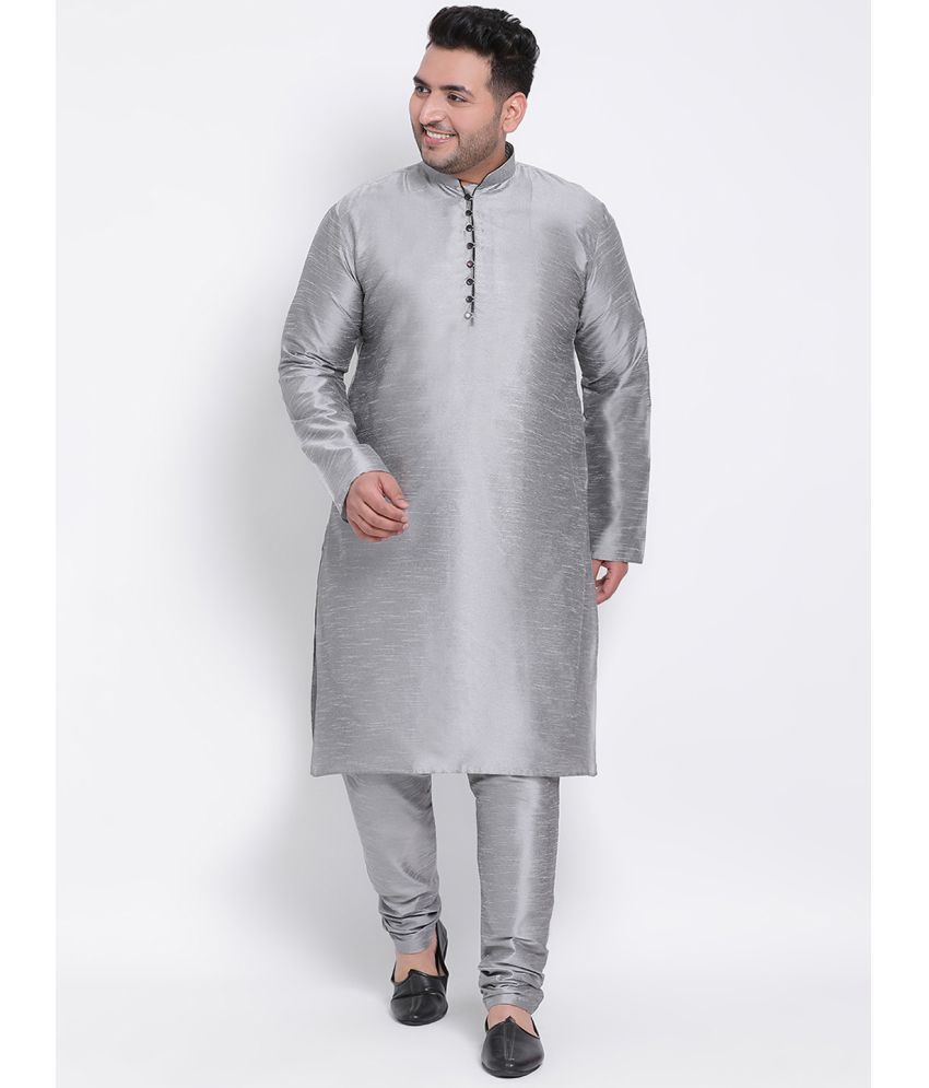     			Hangup Silver Silk Regular Fit Men's Kurta Pyjama Set ( Pack of 1 )