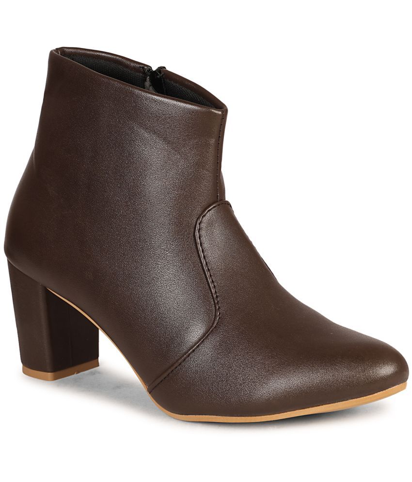     			Ishransh Brown Women's Ankle Length Boots