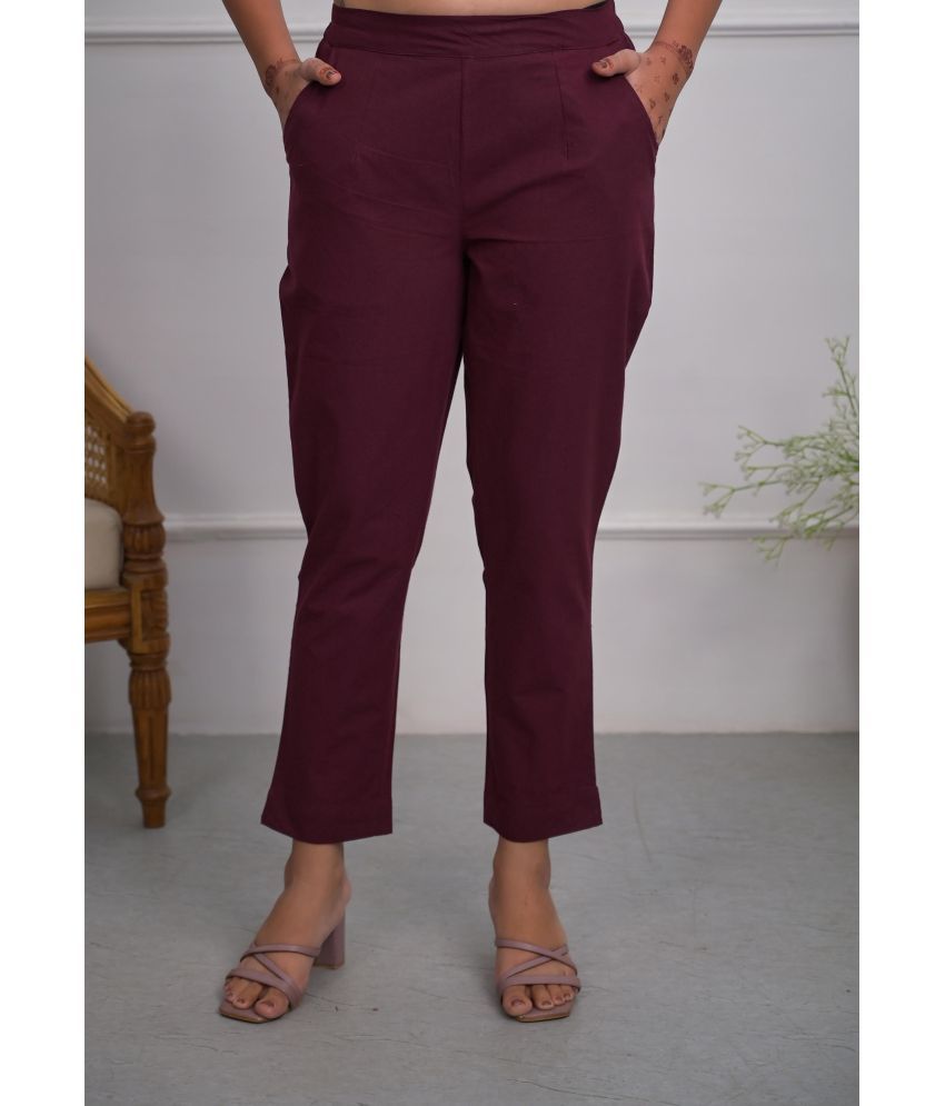     			Juniper Pack of 1 Cotton Regular Women's Cigarette Pants ( Burgundy )