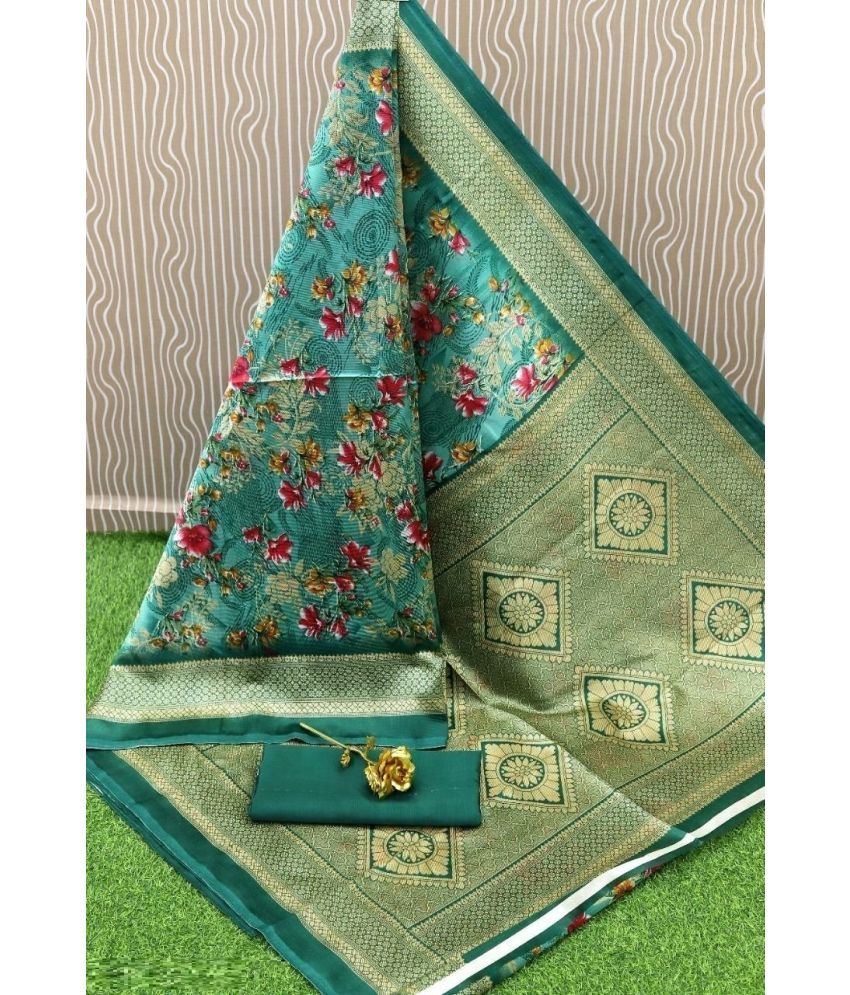     			Kanooda Prints Art Silk Woven Saree With Blouse Piece ( Green , Pack of 1 )