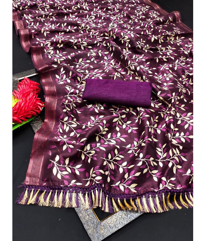     			Kanooda Prints Chanderi Woven Saree With Blouse Piece ( Multicolor , Pack of 1 )