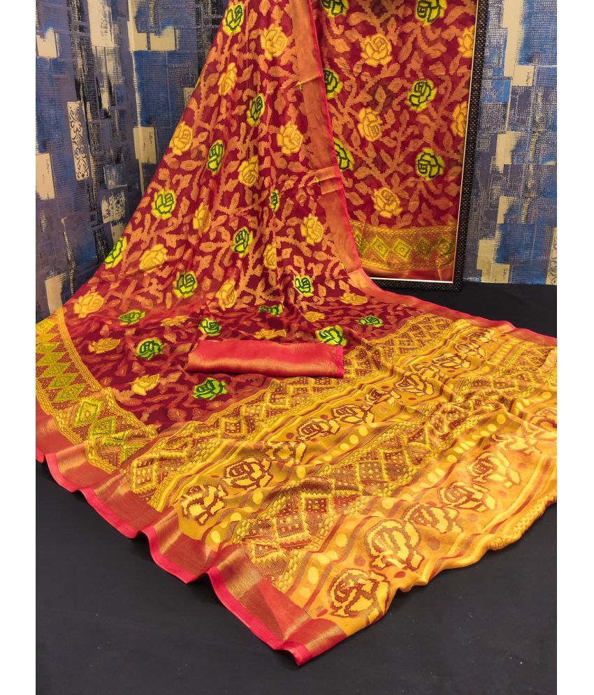     			Kanooda Prints Net Printed Saree With Blouse Piece ( Multicolor , Pack of 1 )