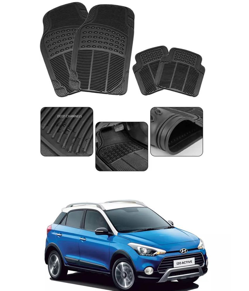     			RONISH Car Rubber Mat (Set Of 4) Foot Mat For Hyundai i20 Active