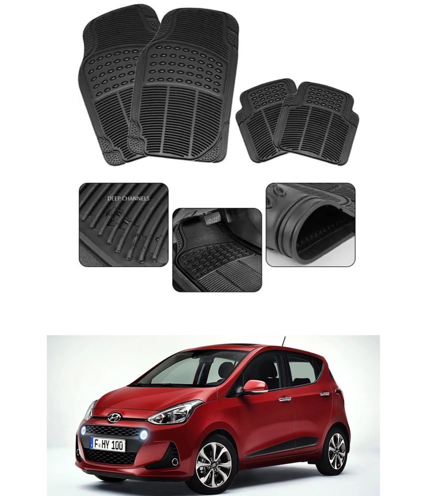     			RONISH Car Rubber Mat (Set Of 4) Foot Mat For Hyundai i10