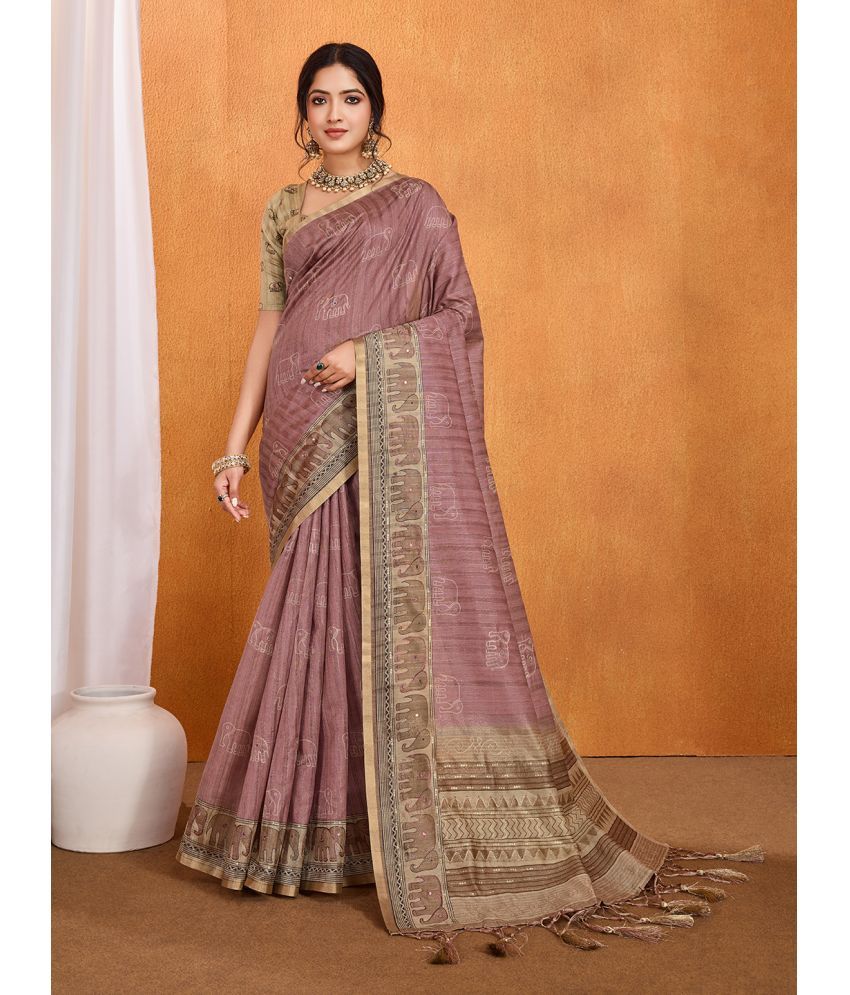     			Rekha Maniyar Cotton Silk Printed Saree With Blouse Piece ( Rose Gold , Pack of 1 )