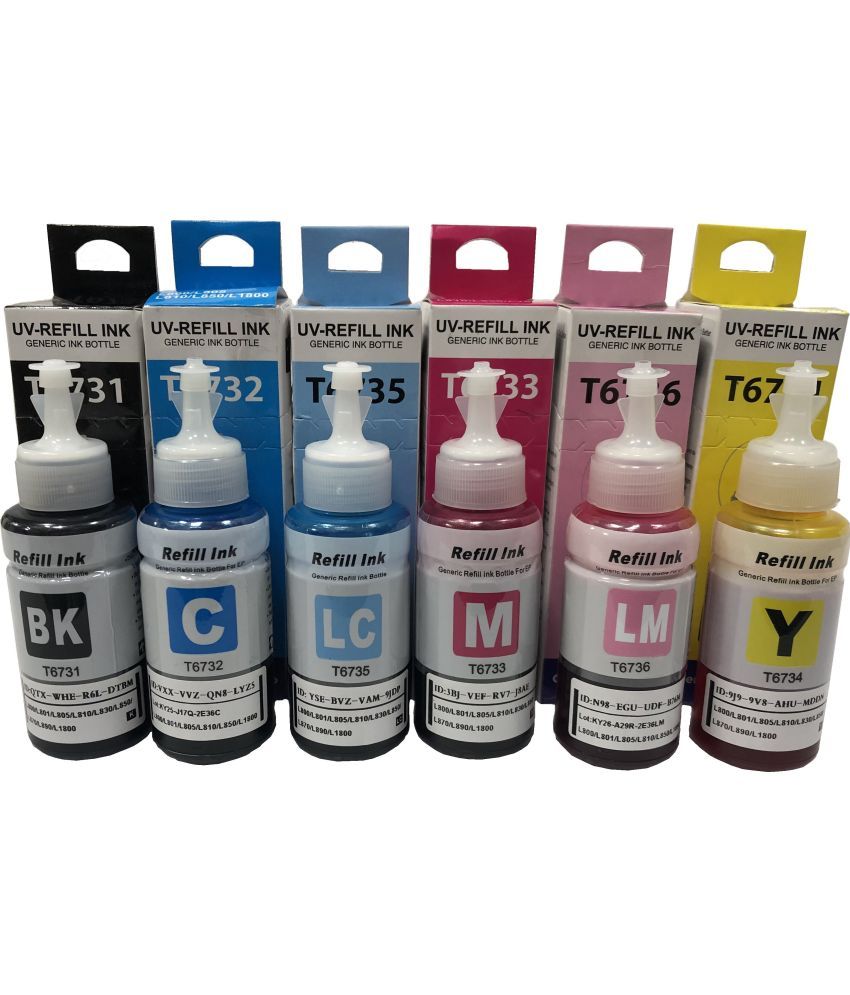     			UV INFOTECH Ep T673 / 673 Multicolor Ink 300ml Pack of 6 Compatible for L800, L1801, L805, L810, L850, L1800 Printers (6x50ml)