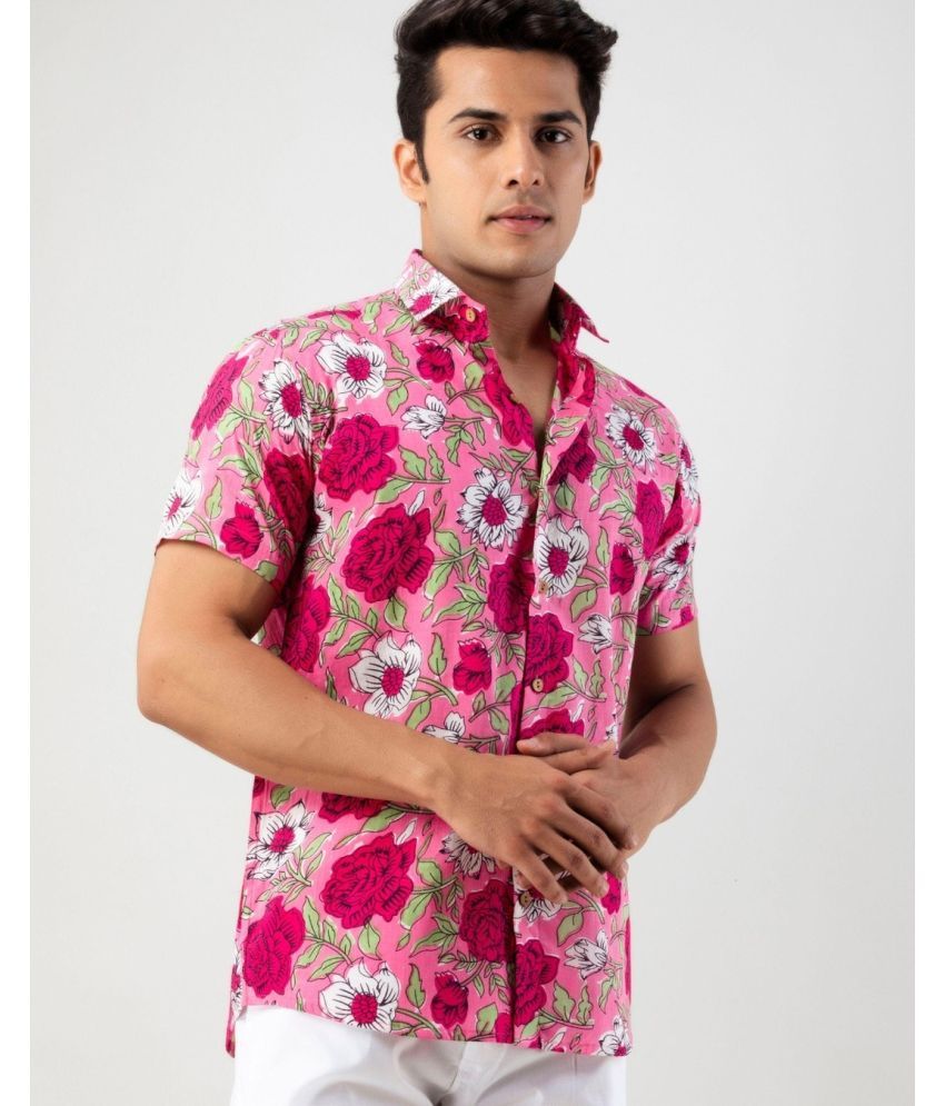     			colorwings Cotton Blend Regular Fit Printed Half Sleeves Men's Casual Shirt - Pink ( Pack of 1 )