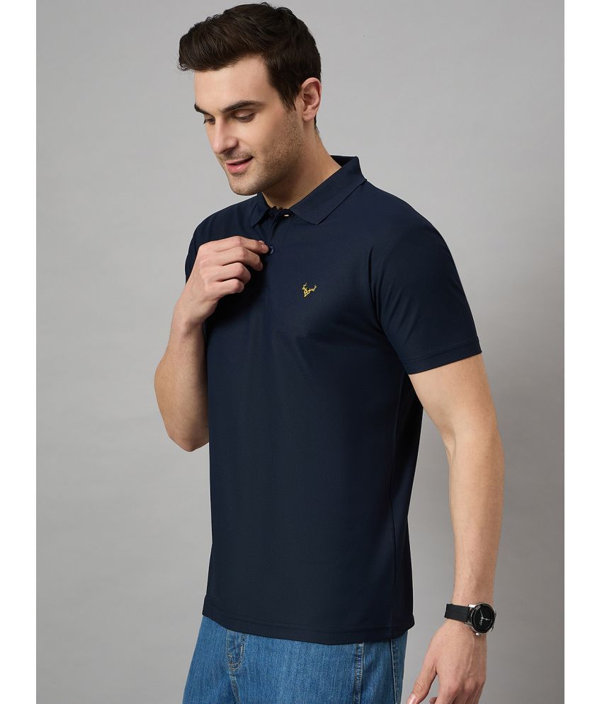     			BRONATION Pack of 1 Cotton Blend Regular Fit Solid Half Sleeves Men's Polo T Shirt ( Navy Blue )