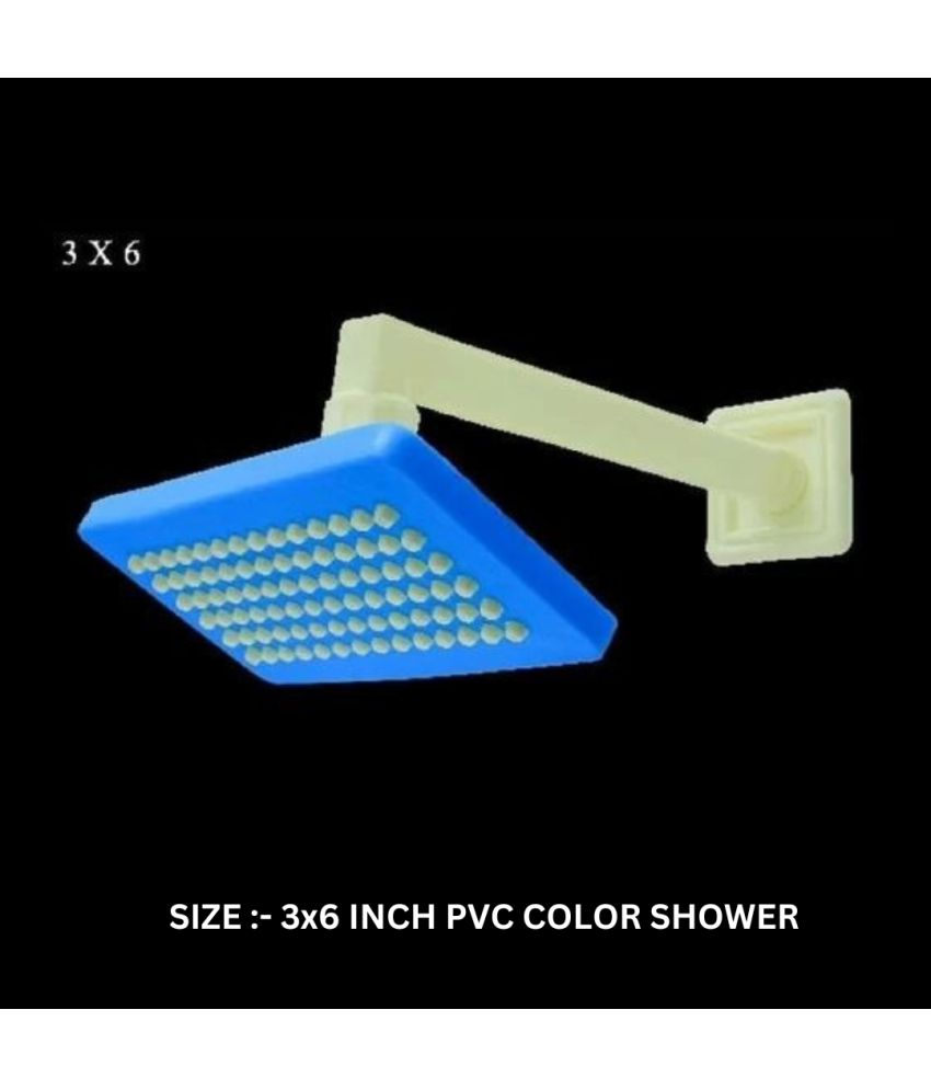     			COSWARE 3x6" PVC Blue Feny Shower with 9" Arm Plastic (ABS) Overhead Shower