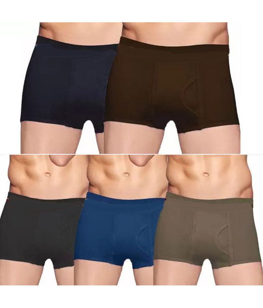     			Cavenders Pack of 5 Cotton Blend Trunks For Men's ( Multicolor )