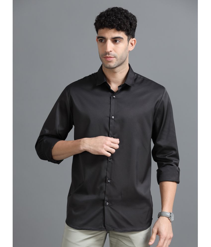     			Cool Colors 100% Cotton Slim Fit Solids Full Sleeves Men's Casual Shirt - Black ( Pack of 1 )