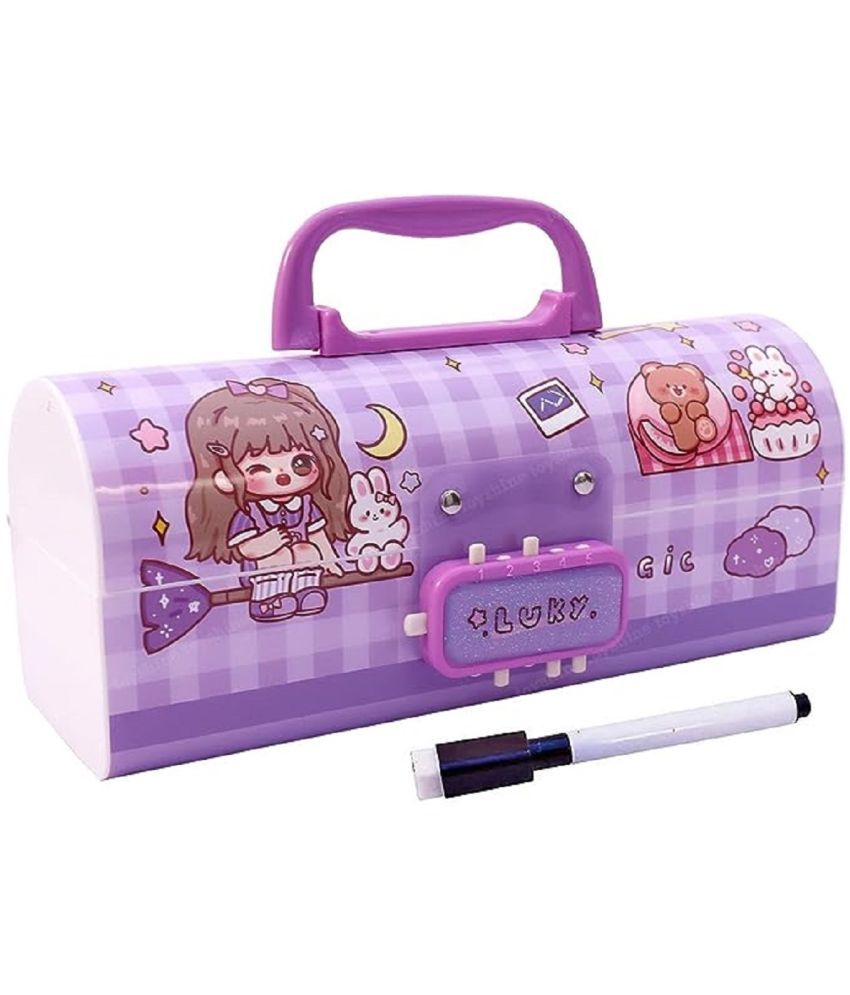     			DENFE  Pencil Box – Suitcase Style Password Lock Pencil Case, Multi-Layer Pen & Pencil Box for Kids, Boys, Girls, Stationary