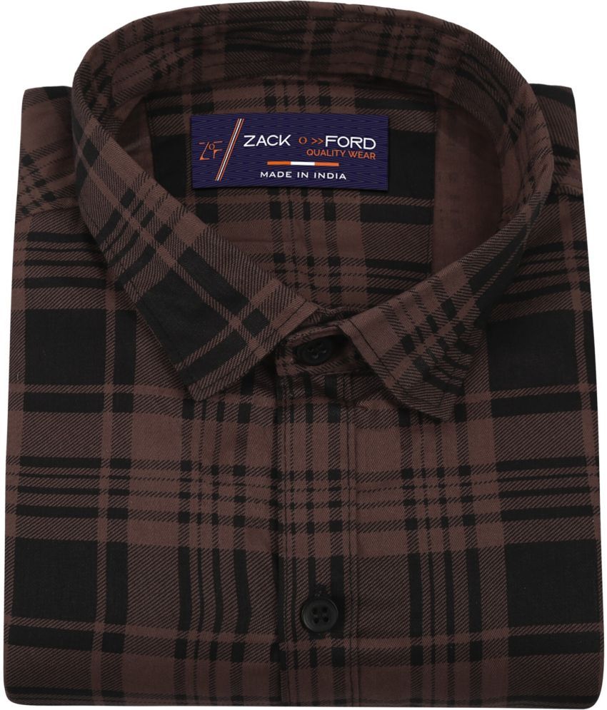     			Fatty Mouse Cotton Blend Regular Fit Checks Full Sleeves Men's Casual Shirt - Brown ( Pack of 1 )