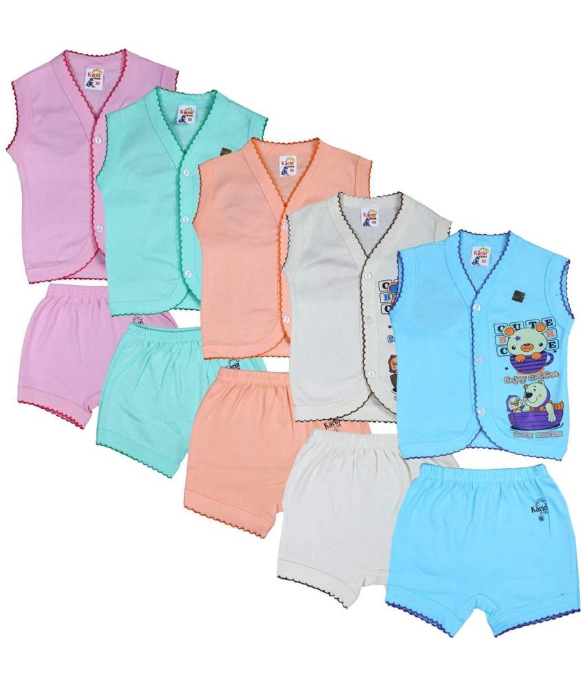     			JUST TRY FASHION Pack of 5 Unisex for Baby Cotton T-shirt & Shorts ( Multicolor 5 )