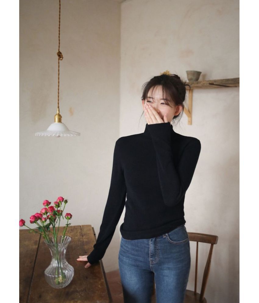     			MAYKR Woollen High Neck Women's Pullovers - Black ( Single )