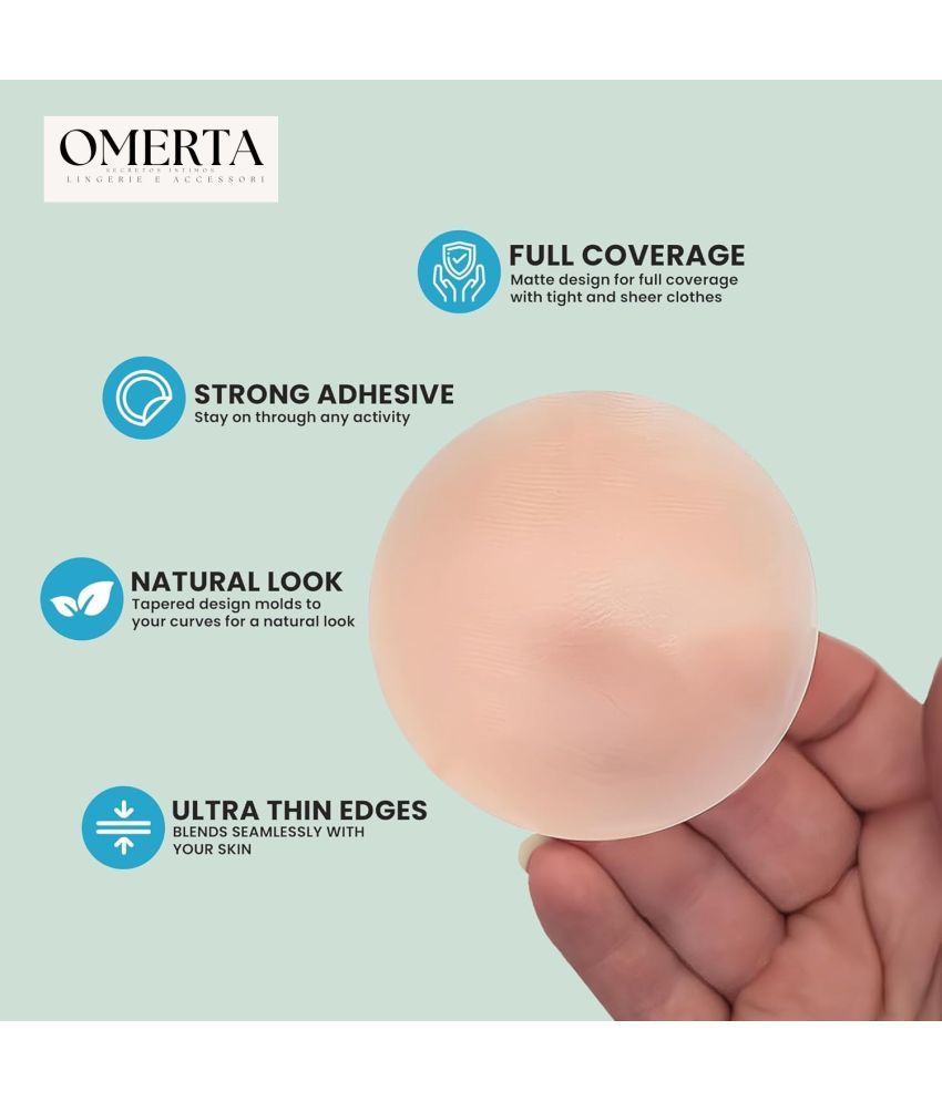     			Omerta Best Quality Cheapest Lingerie Accessories Flix 10 Times Reusable Silicone Nipple Cover with Skin Friendly Adhesive for Women - 5 Pair