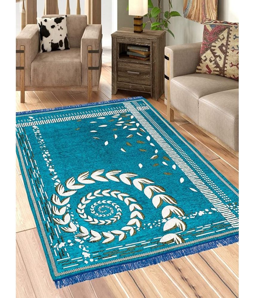     			RADECOR Aqua Chenille Carpet Abstract 5x7 Ft