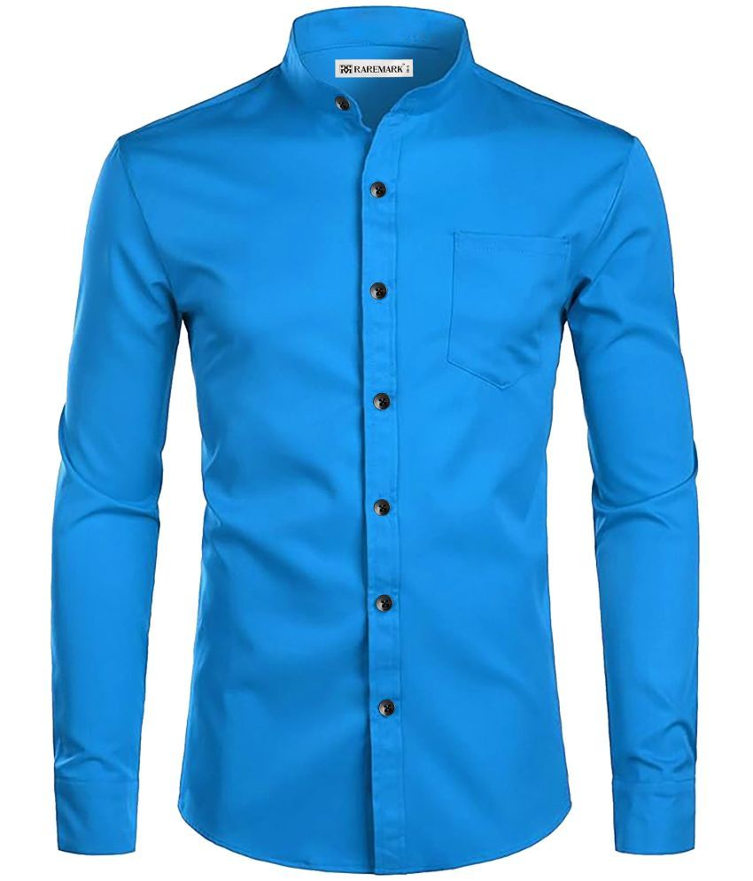     			RAREMARK Cotton Blend Slim Fit Solids Full Sleeves Men's Casual Shirt - Turquoise ( Pack of 1 )