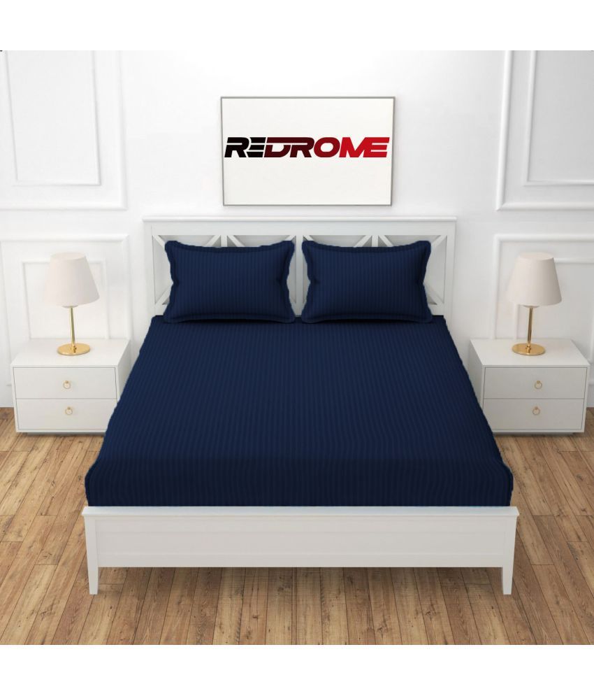     			REDROME Cotton 1 Double Queen Bedsheet with 2 Pillow Covers ( Navy Blue )