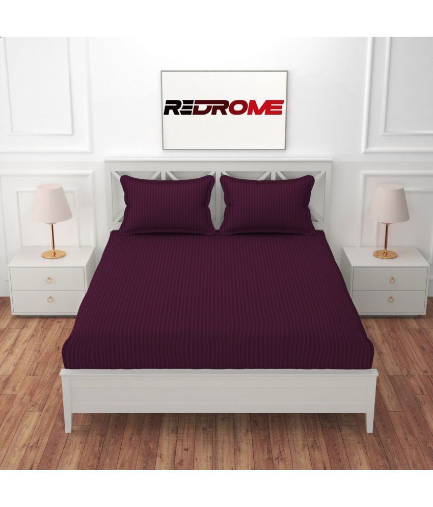     			REDROME Cotton 1 Double Queen Bedsheet with 2 Pillow Covers ( Wine )