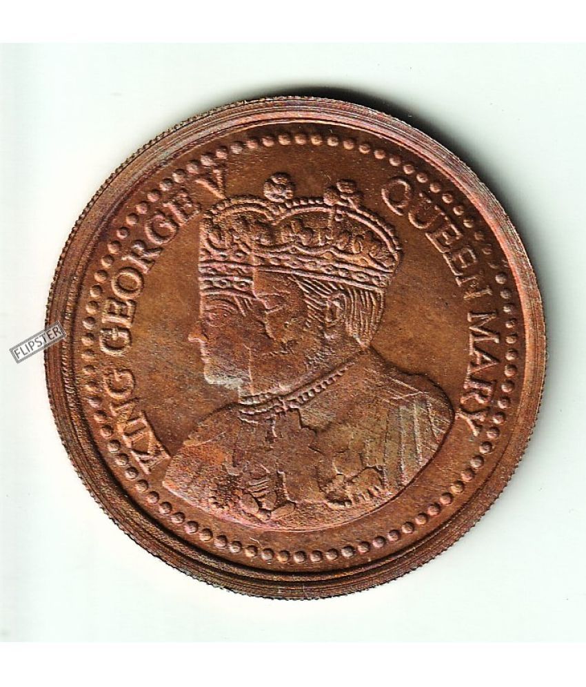     			Rare 50 Grams 1 Anna 1818 King George 5th & Queen Mary - East India Company old Copper Coin