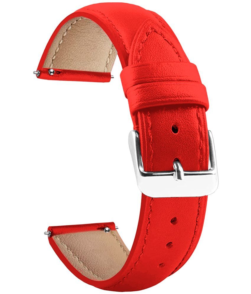     			ACM Watch Strap Leather Belt 22mm compatible with Boult Crown R Smartwatch Casual Classic Band Red