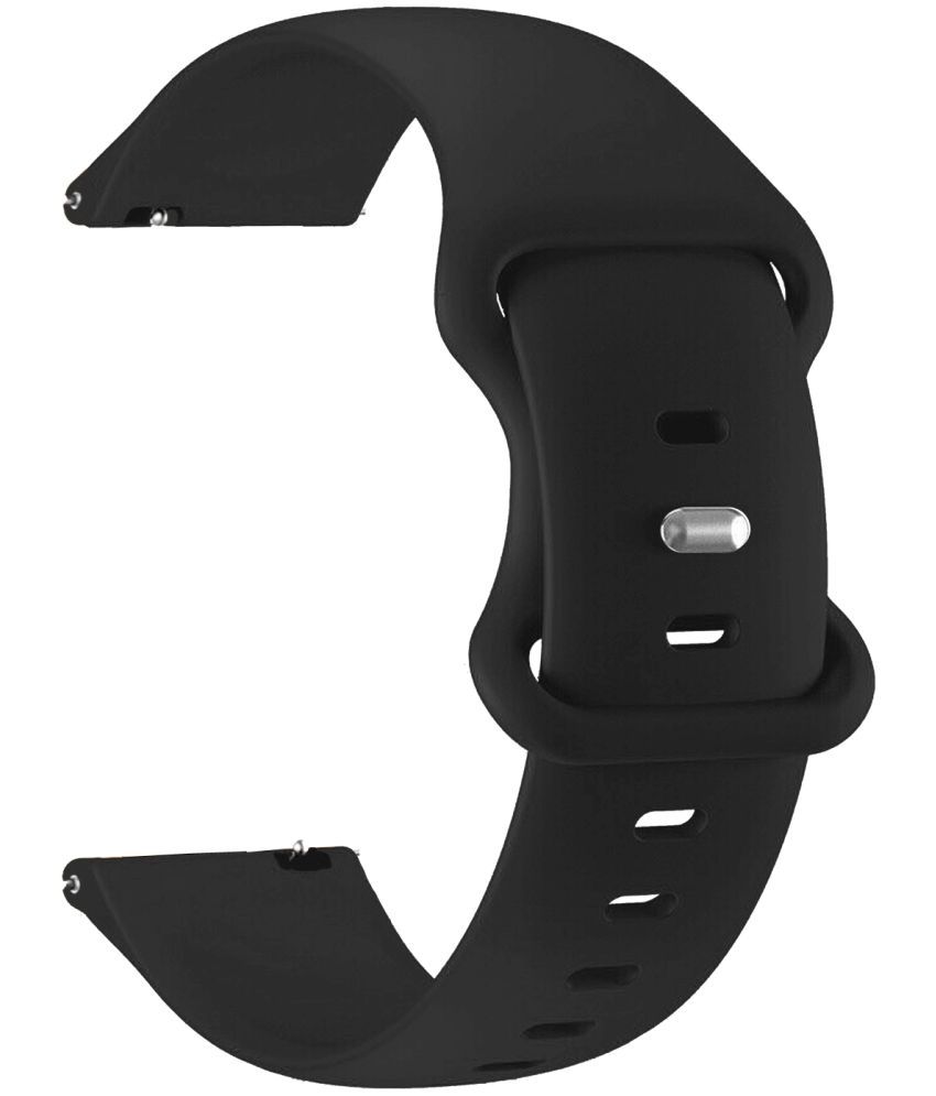     			ACM Watch Strap Silicone Belt 22mm compatible with Pebble Carbon Smartwatch Sports Dual Closure Band Black