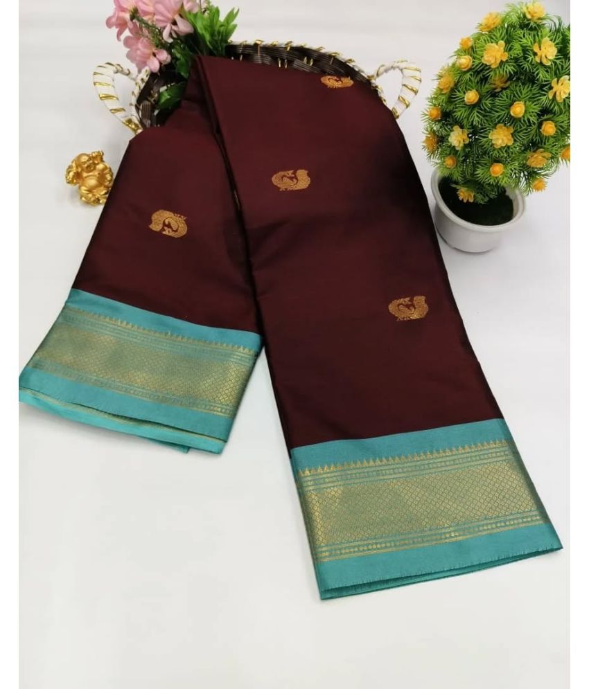     			Lady Shopi Cotton Silk Woven Saree With Blouse Piece ( Wine , Pack of 1 )