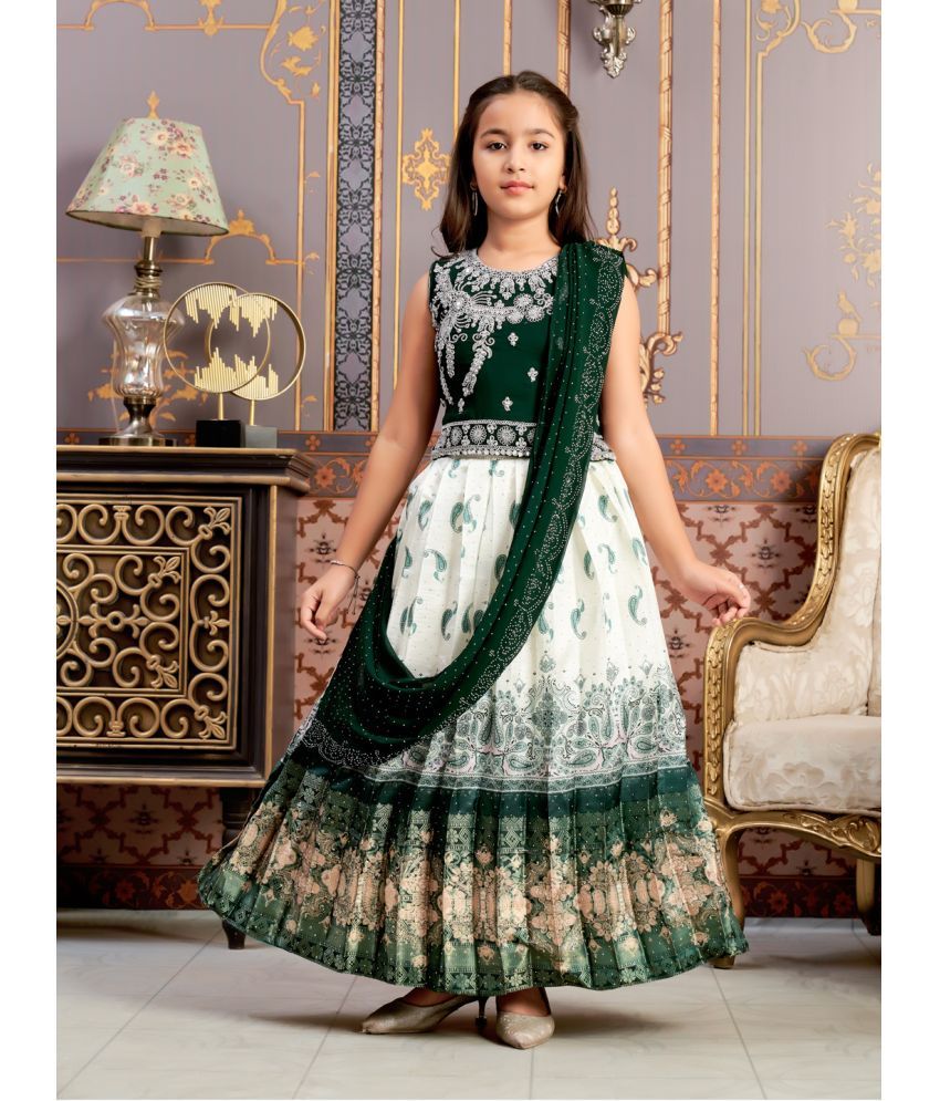     			Aarika Georgette Lehenga Choli Set For Girls ( Pack of 1 , Dark Green )