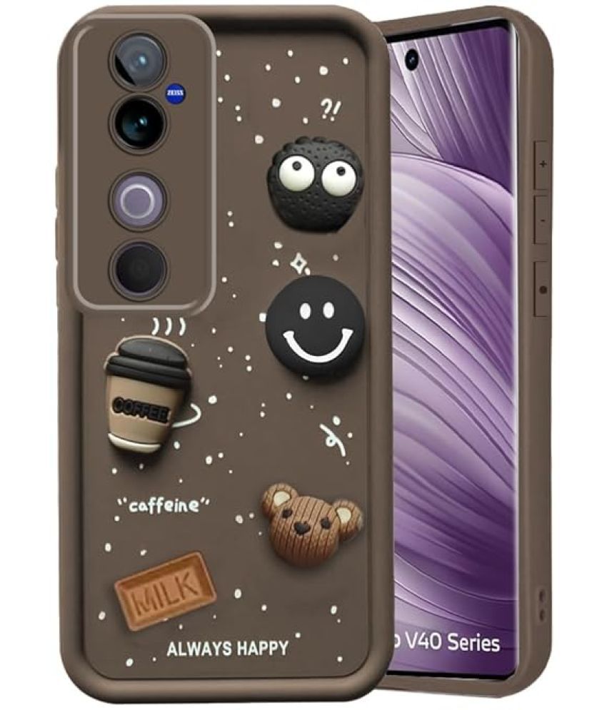     			Bright Traders Brown Printed Back Cover Rubber Compatible For Vivo V40 ( Pack of 1 )