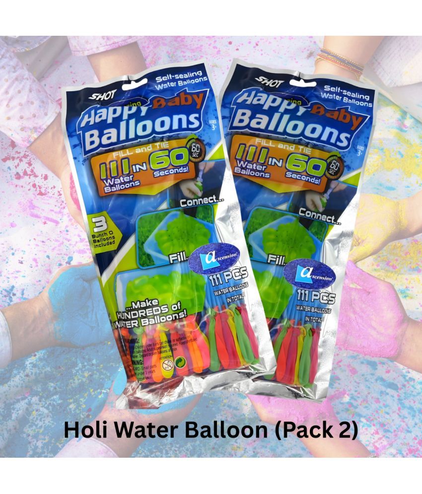     			(Pack 2) happy baby balloons,  water balloons, holi fuggaa, holi balloons, magic water balloons, 111 water ballons, water balloon, kids balloon, festival balloons, party balloons, balloon set, holi balloon