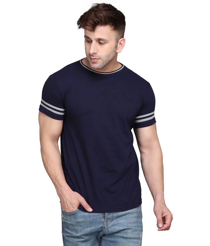     			Beyou Fashion Cotton Blend Regular Fit Solid Half Sleeves Men's Round T-Shirt - Navy ( Pack of 1 )