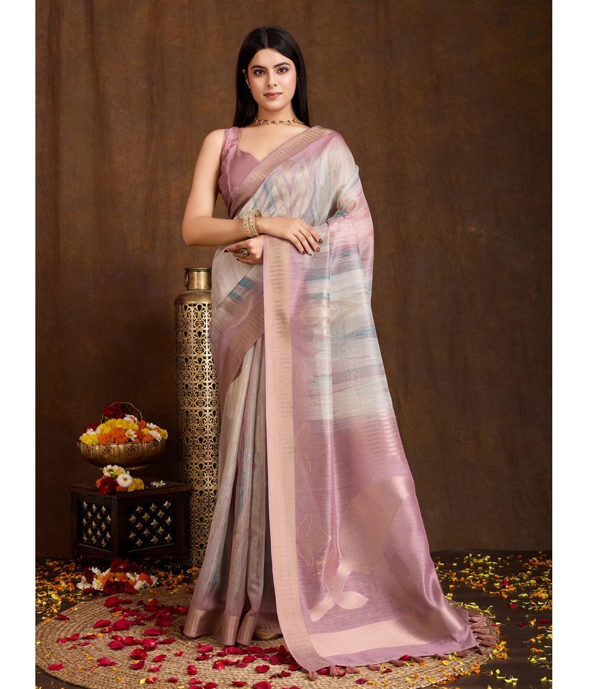     			MANTROTSAV Art Silk Printed Saree With Blouse Piece ( Pink , Pack of 1 )