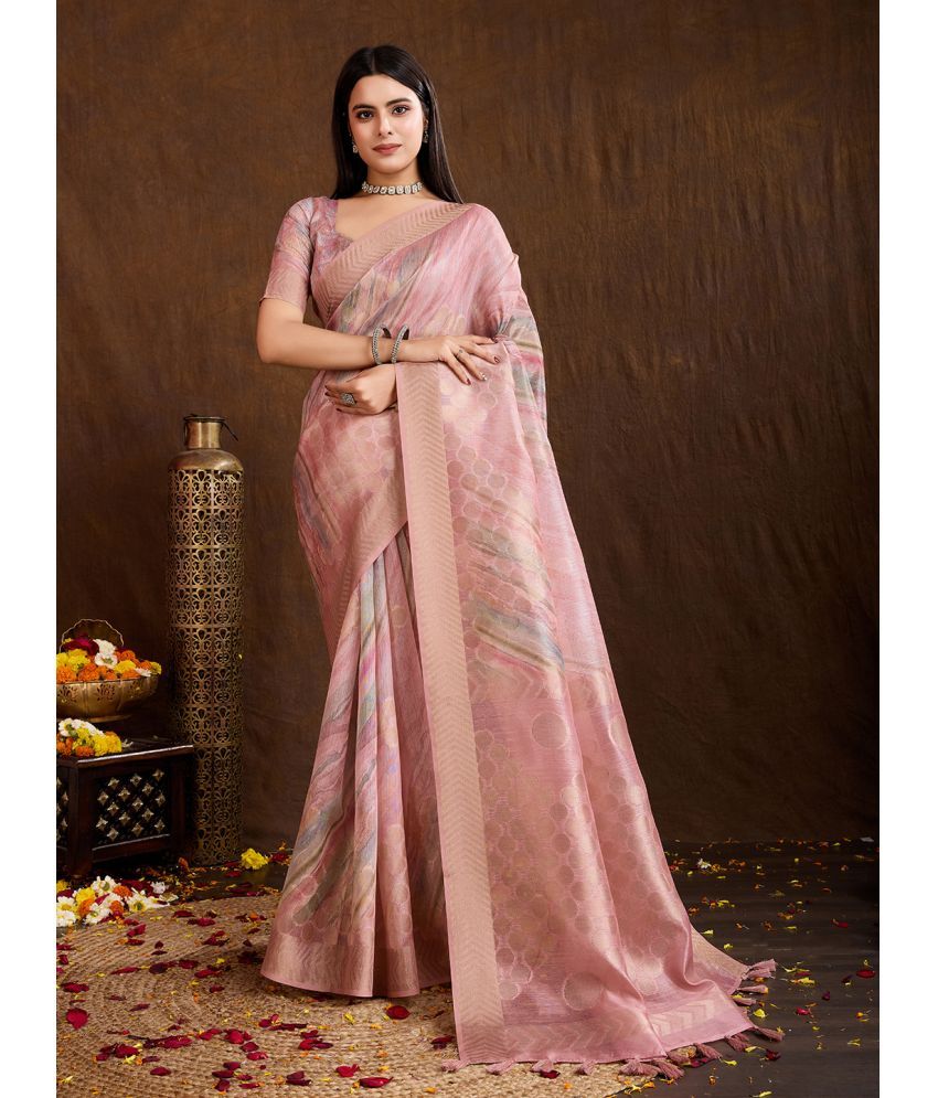     			MANTROTSAV Art Silk Printed Saree With Blouse Piece ( Pink , Pack of 1 )