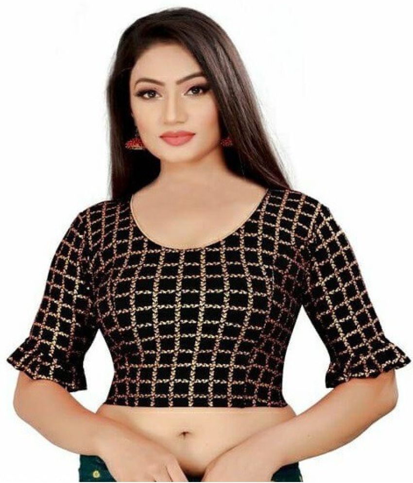     			RUNAYA NX Black Readymade without Pad Cotton Blend Women's Blouse ( Pack of 1 )