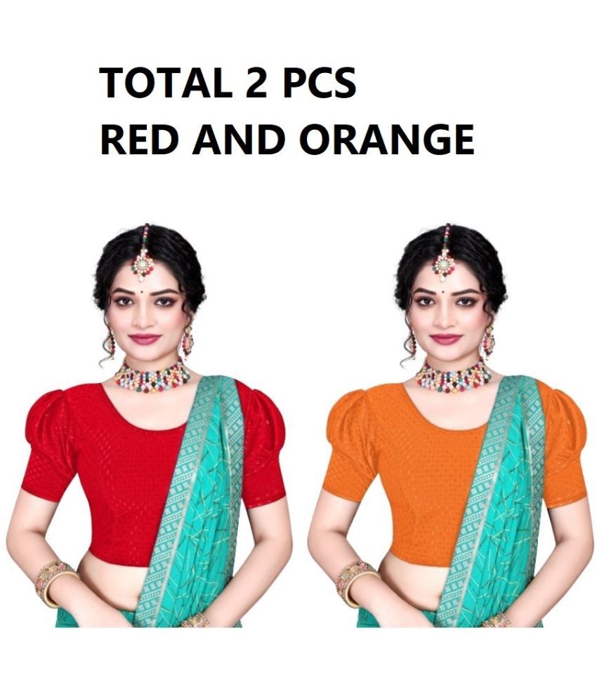     			RUNAYA NX Orange Readymade without Pad Lycra Women's Blouse ( Pack of 2 )