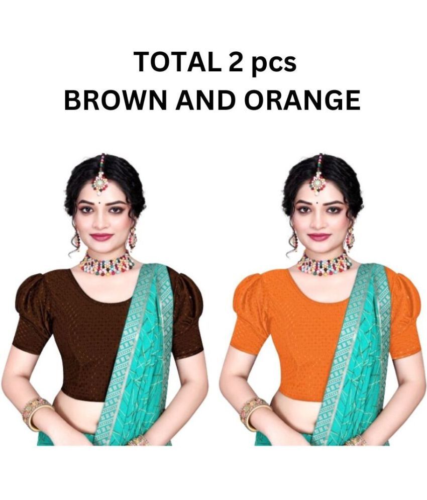     			RUNAYA NX Orange Readymade without Pad Lycra Women's Blouse ( Pack of 2 )