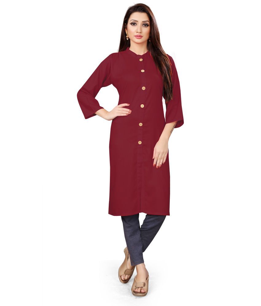     			RUNAYA NX Pack of 1 Viscose Rayon Printed A-line Women's Kurti - ( Brown )