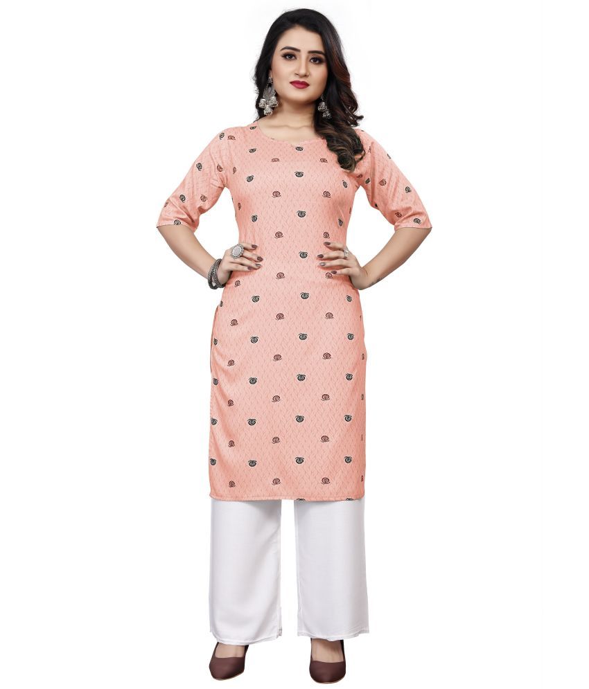     			RUNAYA NX Pack of 1 Viscose Rayon Solid Straight Women's Kurti - ( Pink )