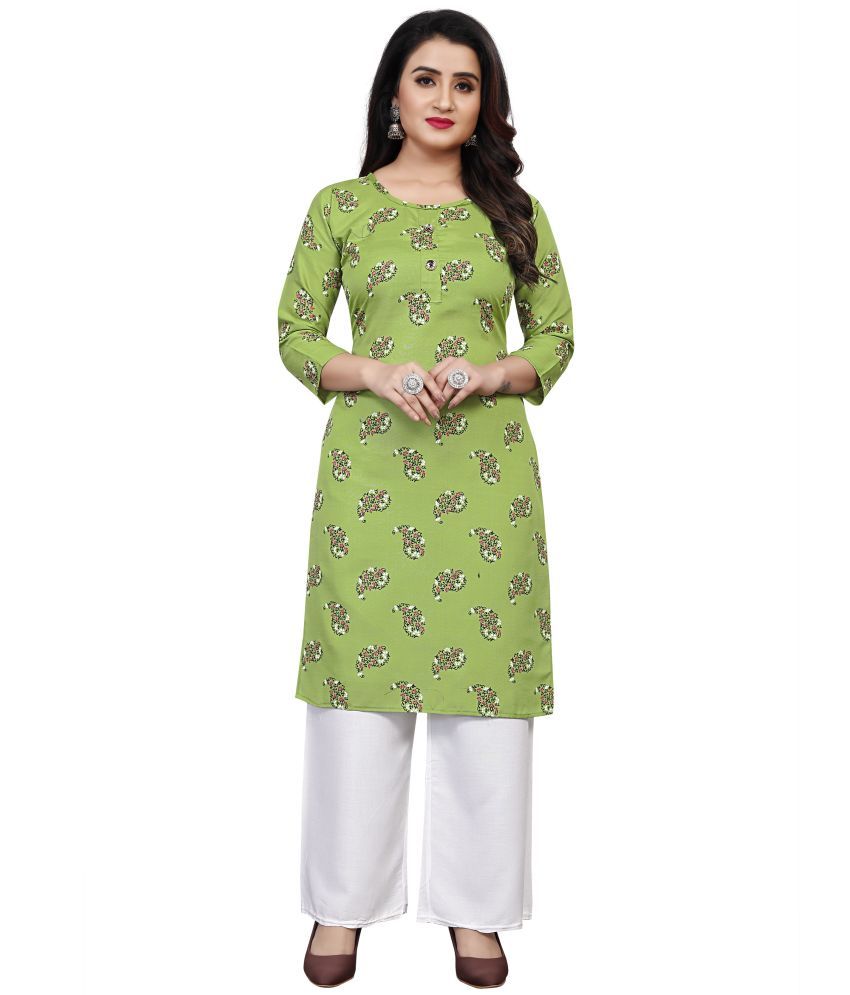     			RUNAYA NX Pack of 1 Viscose Rayon Solid A-line Women's Kurti - ( Green )