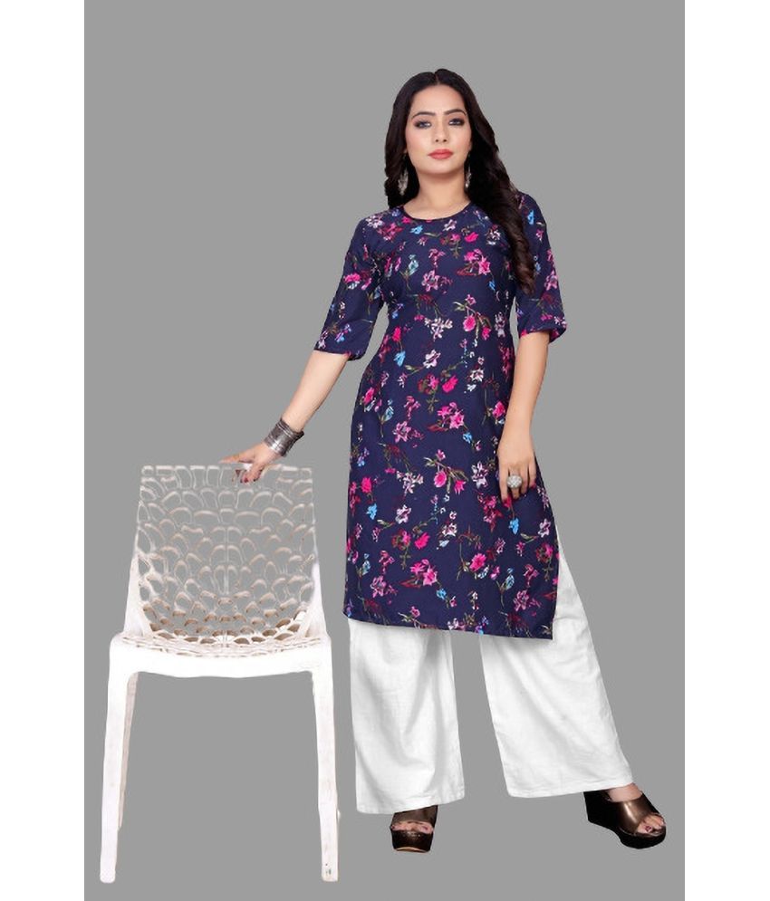     			RUNAYA NX Pack of 1 Rayon Printed A-line Women's Kurti - ( Blue )