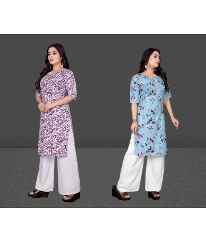     			RUNAYA NX Pack of 2 Crepe Printed A-line Women's Kurti - ( Pink )